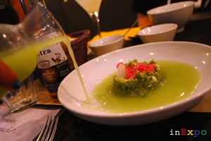 Sopa fría de pepino ristorante messicano Besame Mucho in Expo