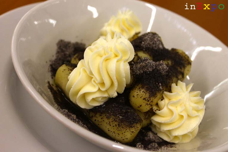 Gnocchi dolci di patate con semi di papavero ristorante della Repubblica Ceca in Expo